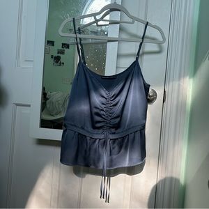 Abercrombie and Fitch Dark Blue Satin Lace Cami